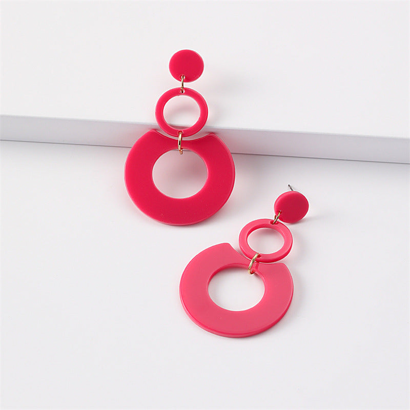 Women's Round Stitching Cellulose Acetate Sheet Texture Earrings