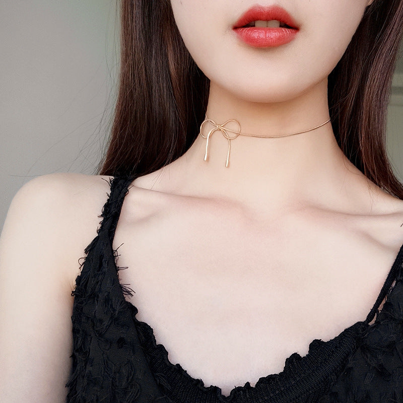 Light Luxury Niche Design Bow Female Necklaces
