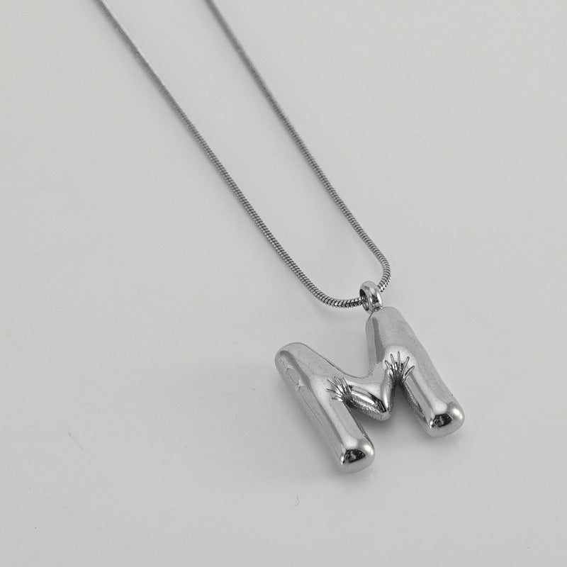 Bubble Letter Snake Bones Chain Titanium Steel Necklaces