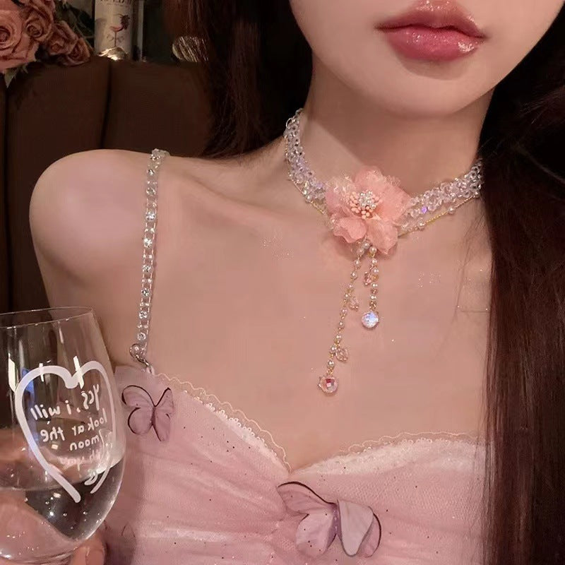 Net Yarn Flowers Ribbon Heart Fashion Necklaces
