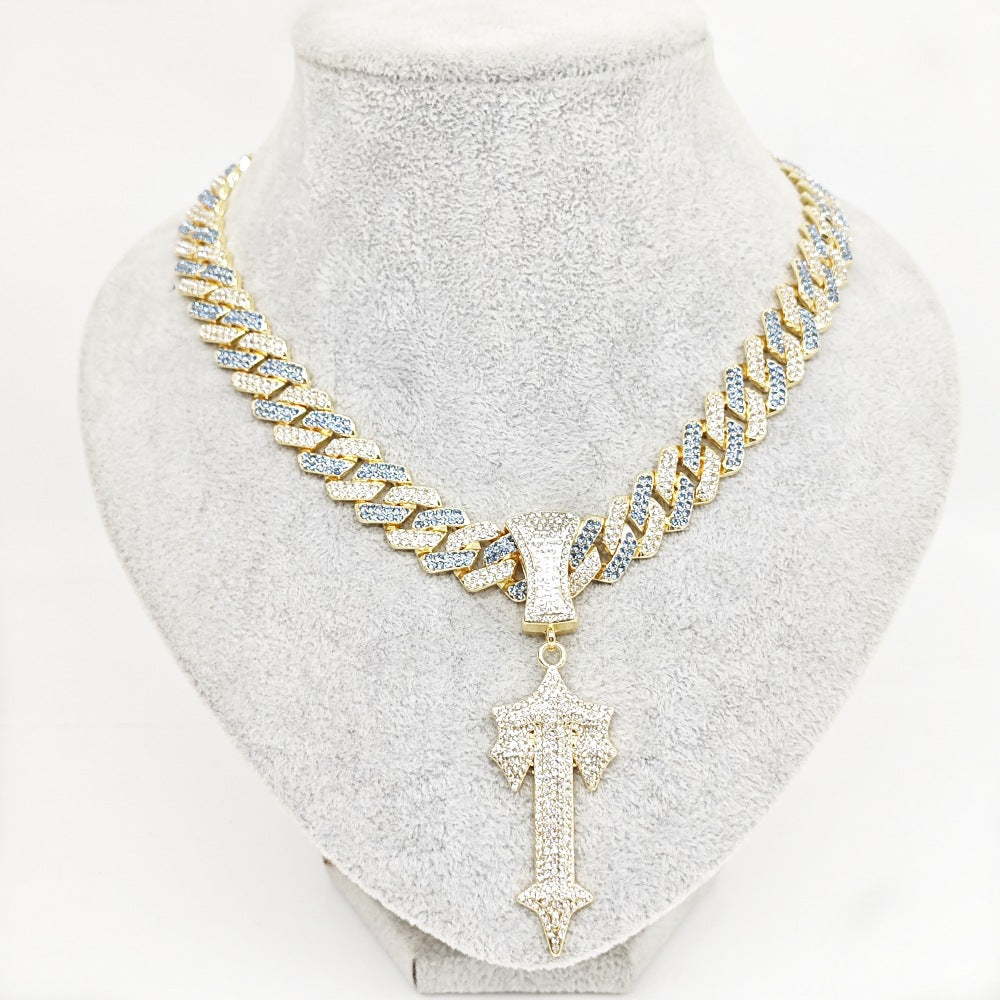 Men's Sword Cross Large Hipster Zinc Alloy Necklaces