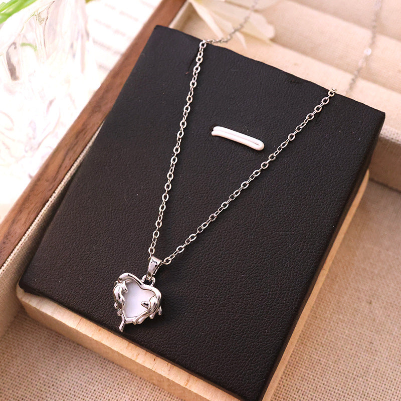 Personalized Three-dimensional Love Titanium Steel Female Niche Necklaces