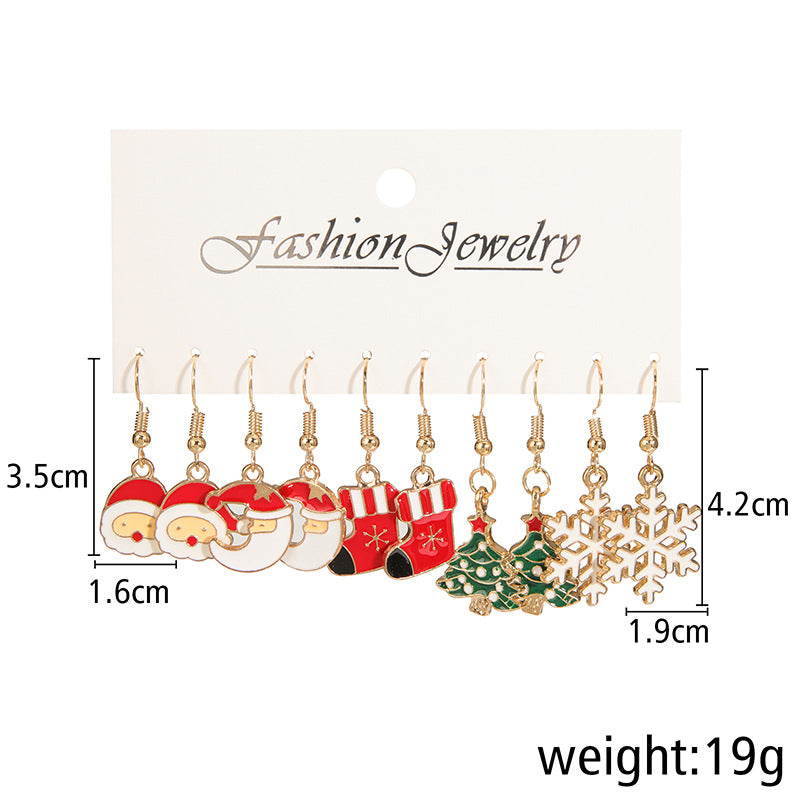 Pairs Suit Red Green Color Matching Earrings