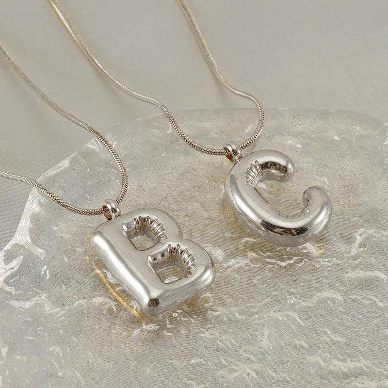 Bubble Letter Snake Bones Chain Titanium Steel Necklaces