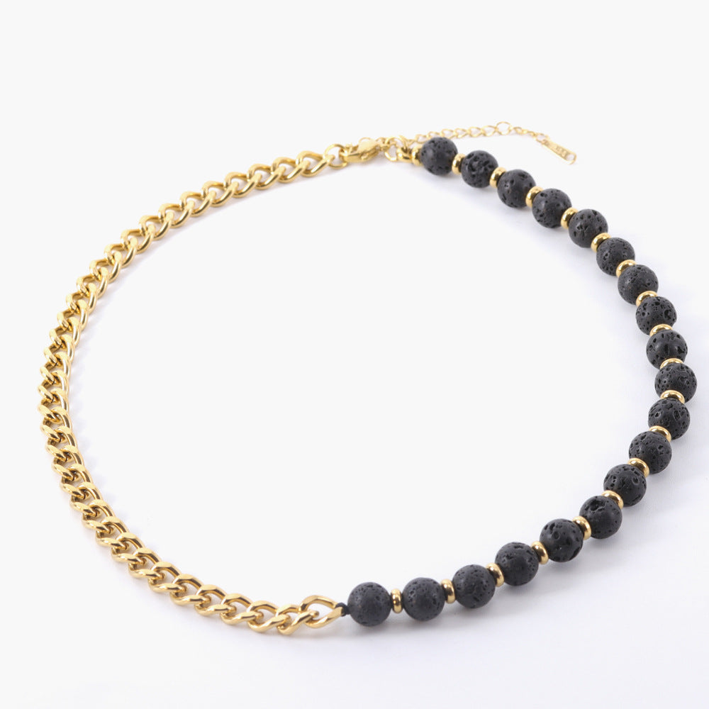 Men's Titanium Steel Cuban Set Natural Tigereye Necklaces