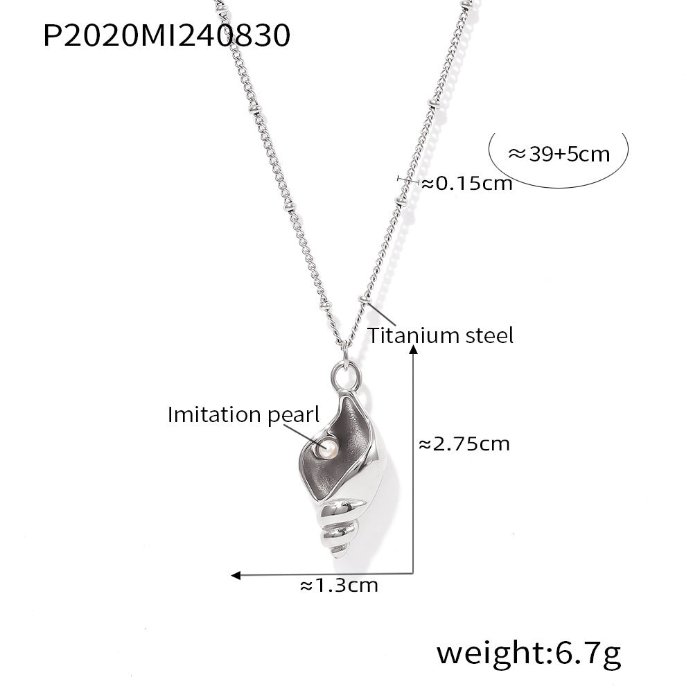 Imitation Pearl Clavicle Female Titanium Steel Necklaces