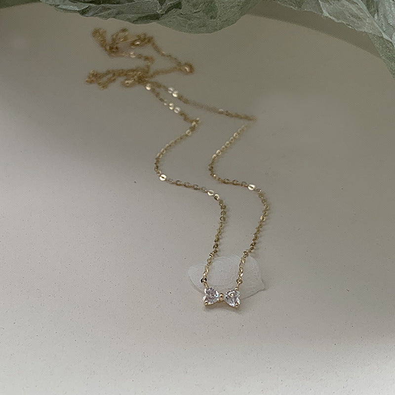 Sier Gold-plated Mini Love Heart Bow Tie Pendants