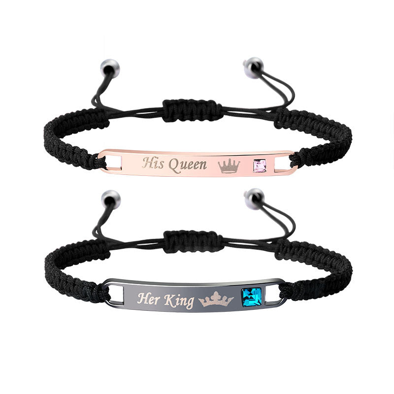 Couple Suit King Queen Woven Wrist Bracelets