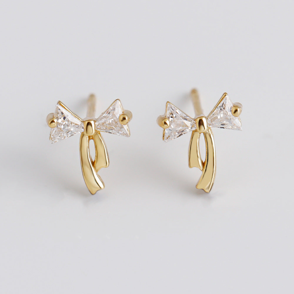 Women's Simple High-grade Bow-shaped Sterling Sier All Earrings
