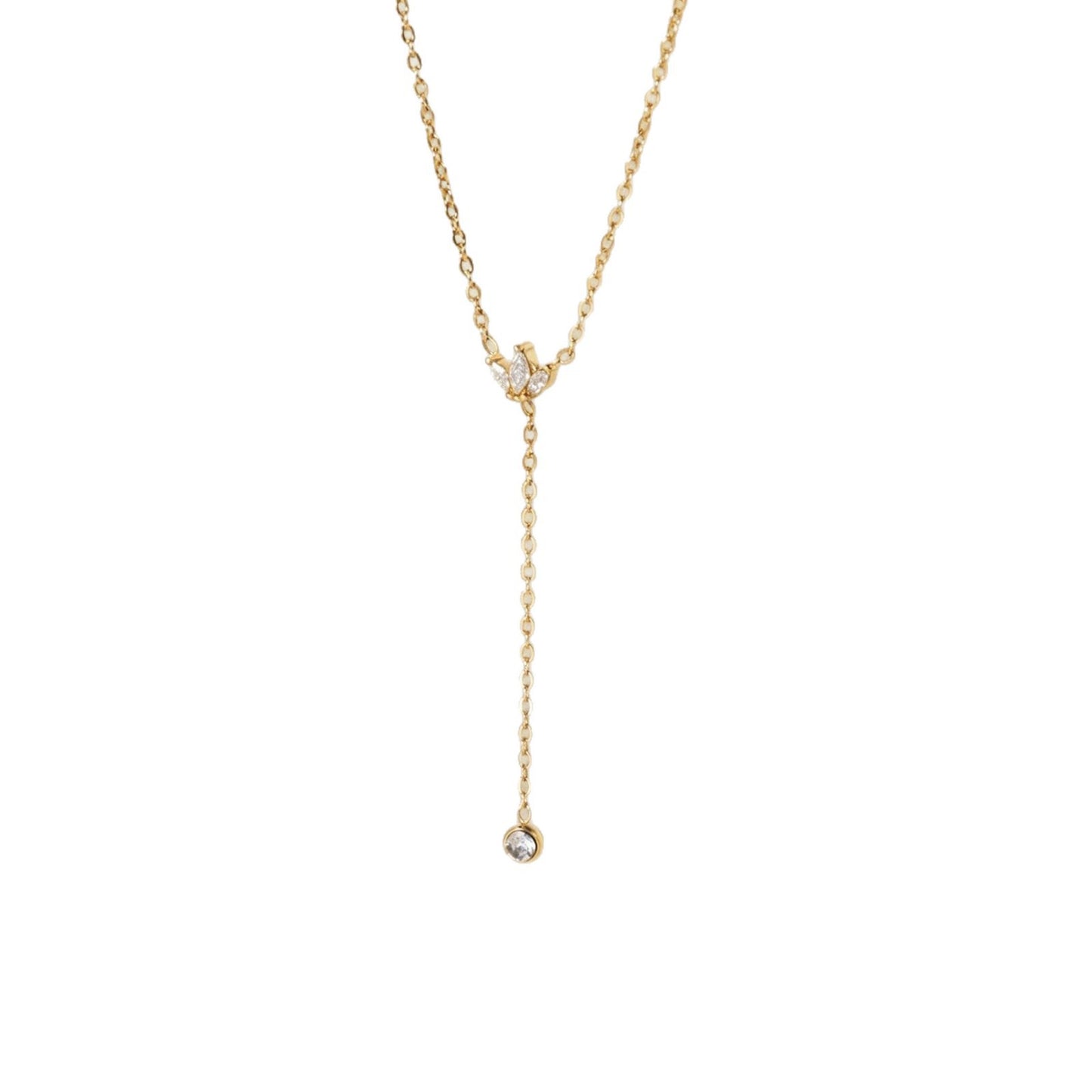 Women's Fine Fashion Titanium Steel Gold Single Crown White Zircon Necklaces