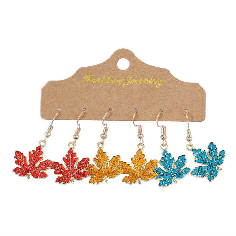 Maple Leaf Design Creative Leaves Dripping Earrings