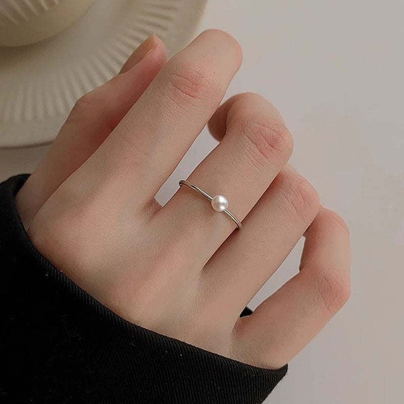 Women's Wave Fresh Water Open-end Pearl Single Beads Rings
