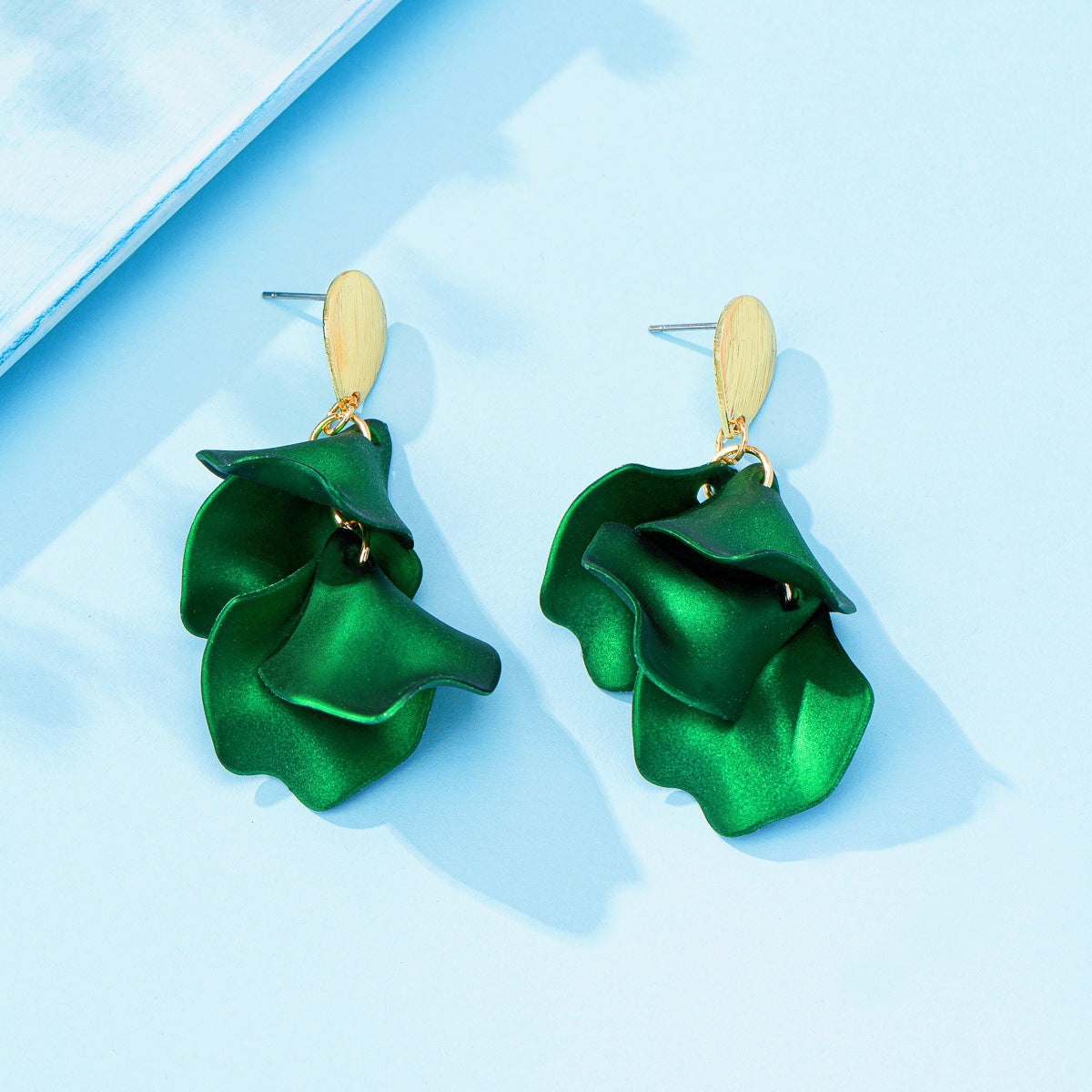 Women's Exaggerated Rose Petals Leaves Long Flower Tassel High-grade Earrings
