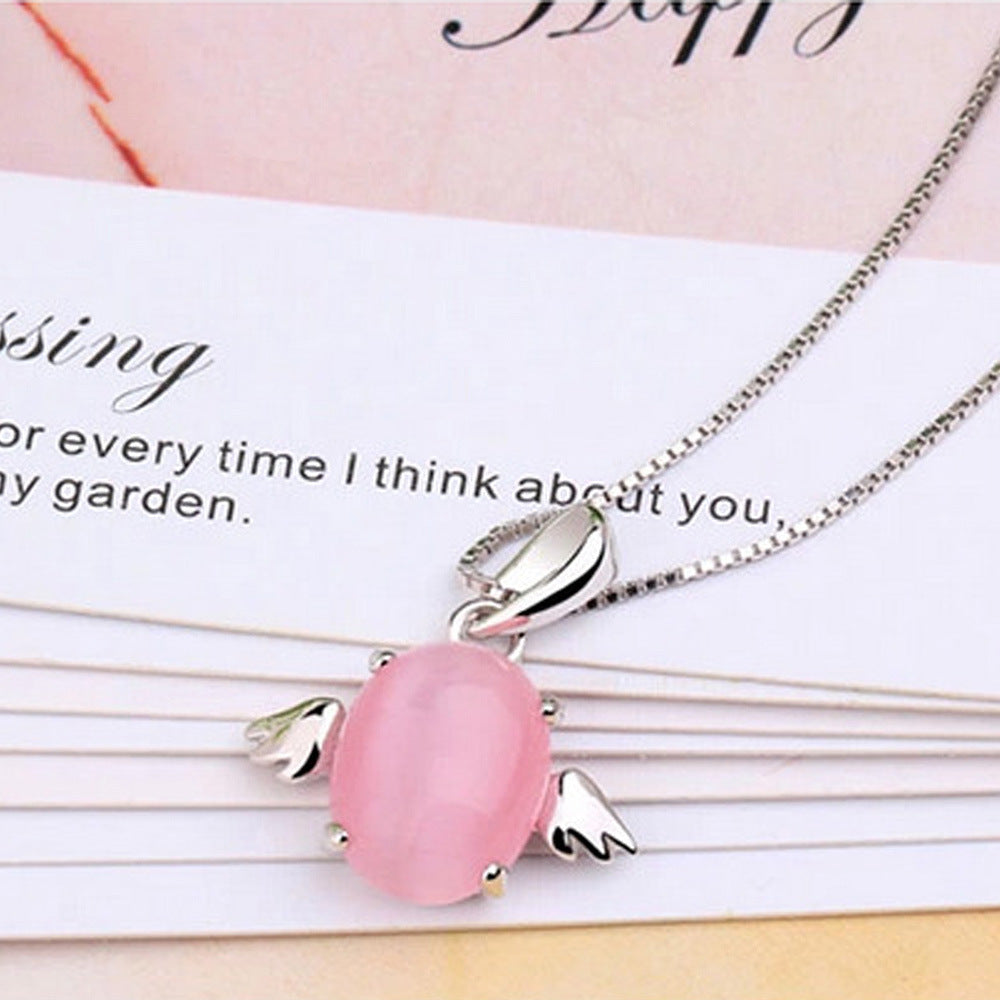 Women's Sier Plated Female Accessories Short Clavicle Chain Angel Pendants