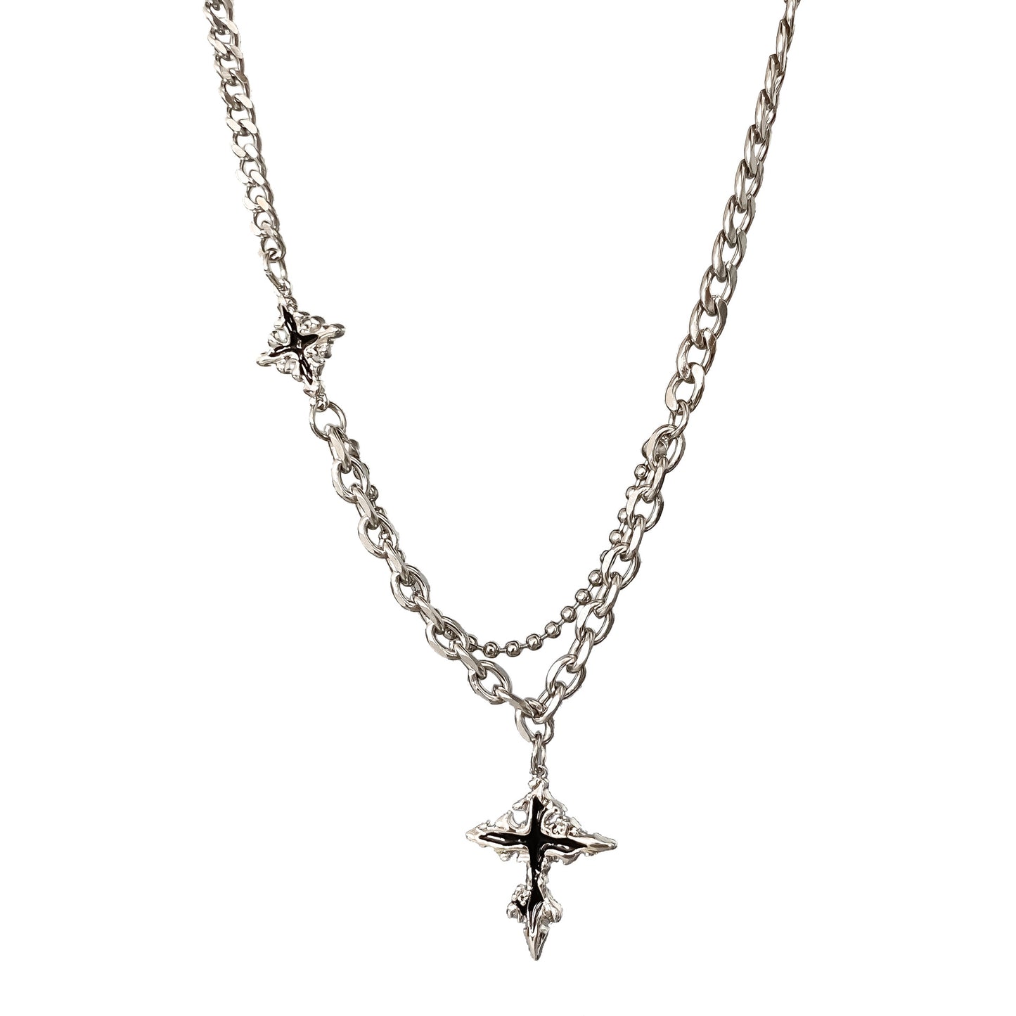 Cross Boys Niche Personality Stitching Chain Design Pendants