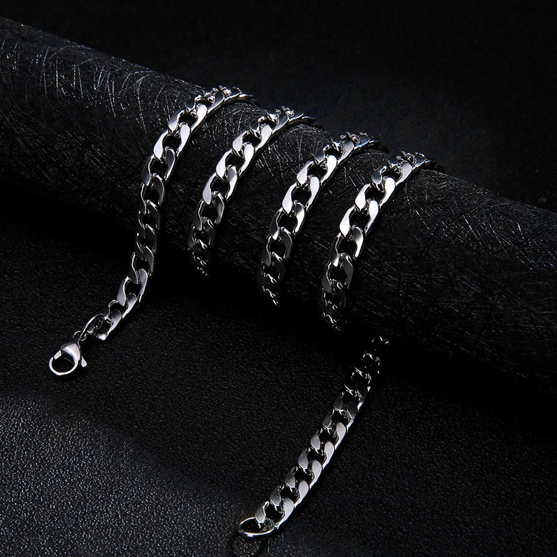 Women's & Men's Fading Cuban Link Chain Hip Hop Versatile Stainless Necklaces