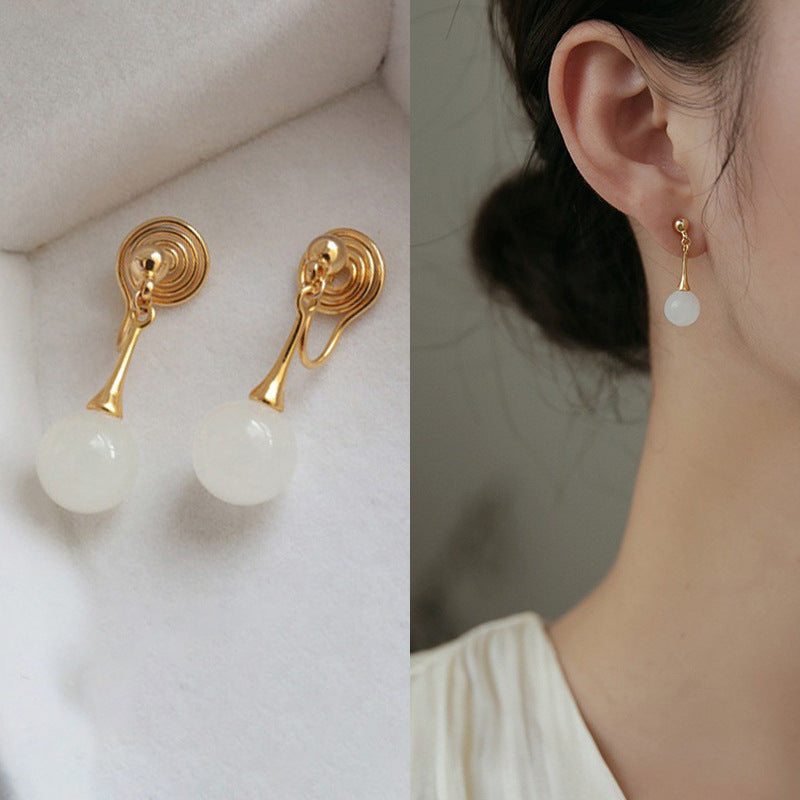 Jade Light Luxury High-grade Ear Clip Mosquito Earrings