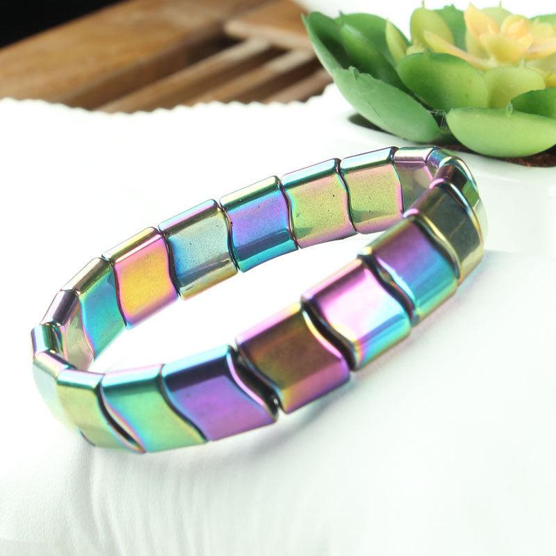 Men's Magnetic Haematite Energy Geometric Shape Titanium Steel Bracelets