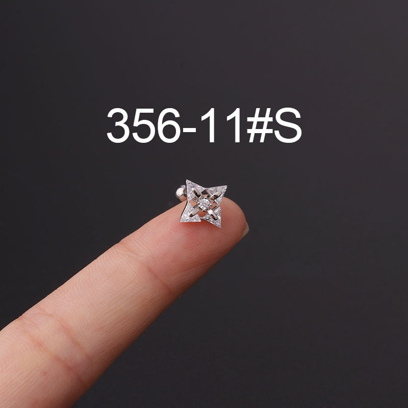Twist Ball Ear Bone Piercing Zircon Earrings