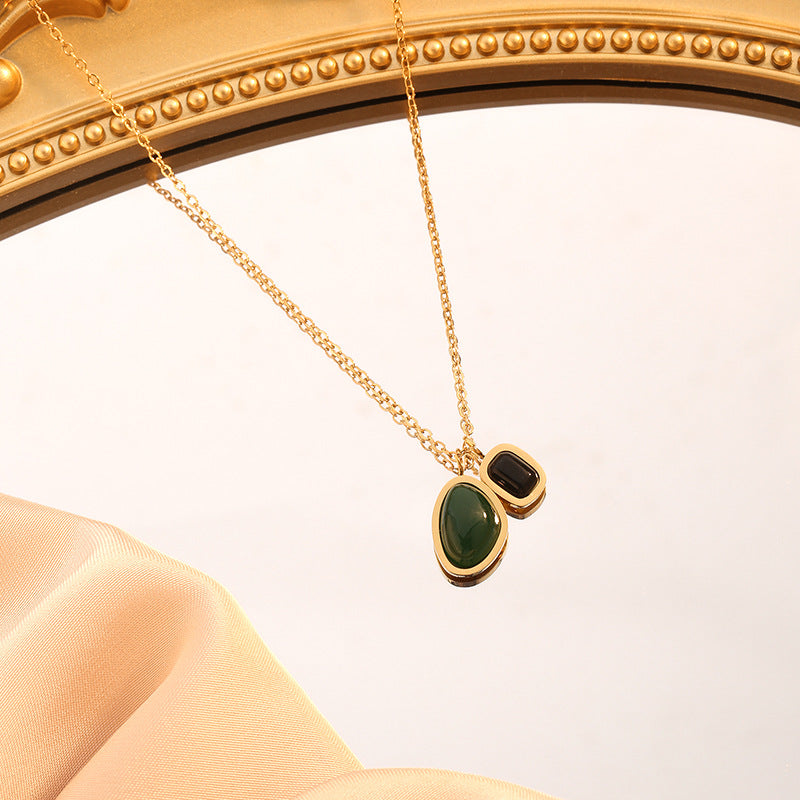 Black Agate Double Female Summer Clavicle Chain Does Necklaces