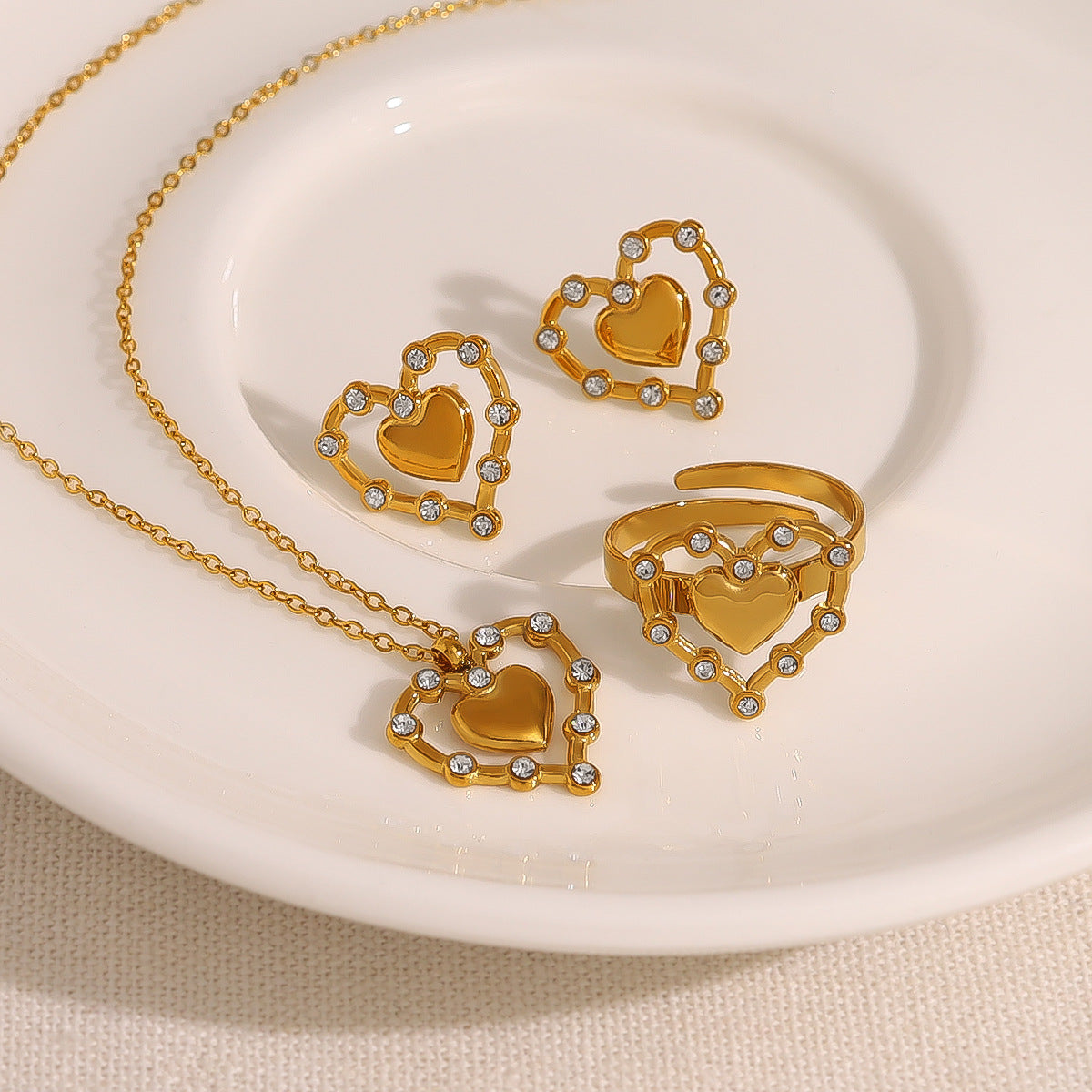 Diamond Simple French Hollow Glossy Double Necklaces