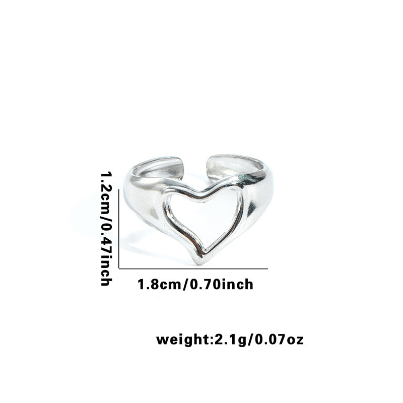 Minority Flower V-shaped Design Irregular Geometric Hollow Rings