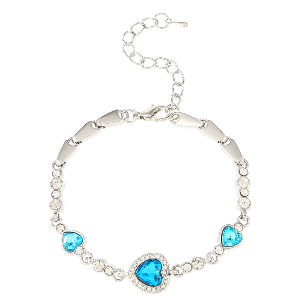 Fashion Ocean Heart Crystal Jewelry Accessories Bracelets