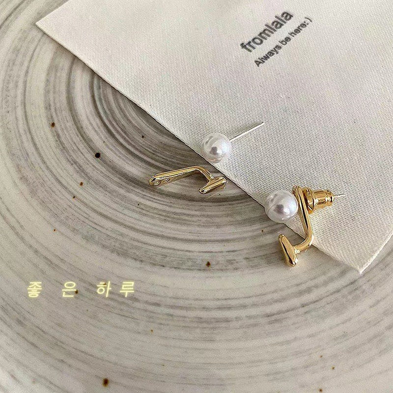 Women's Sier Needle Korean Style French Temperamental Pearl Earrings