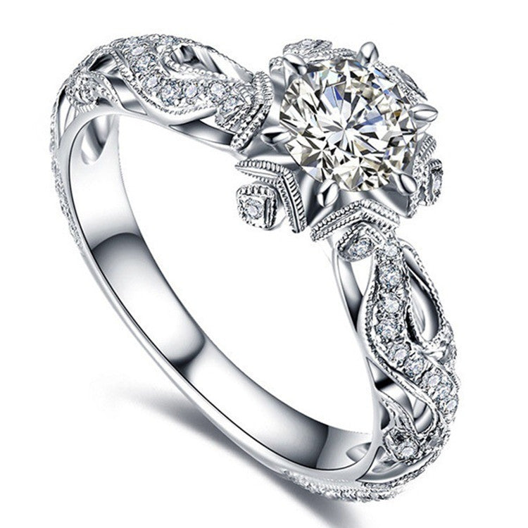 Women's Diamond Flower Fashionable Elegant Marriage Engagement Rings