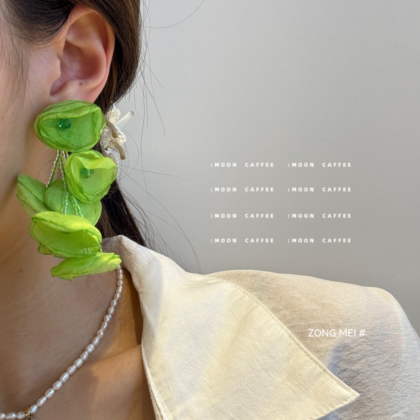 Style Flowers Gentle Vacation Mesh Petal Female Fresh Eye-catching Earrings