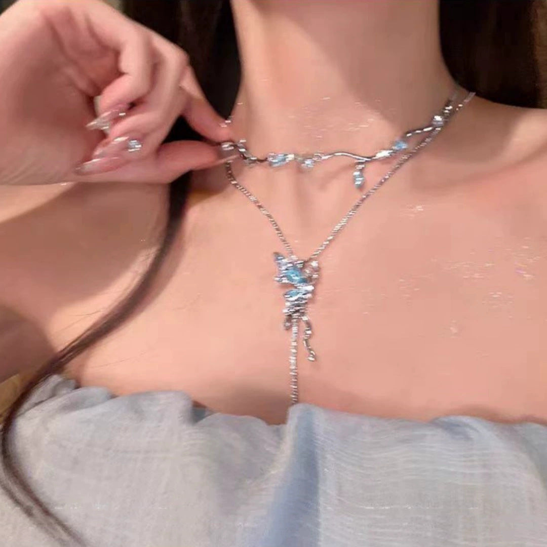 Summer Cool Butterfly Female Light Luxury Minority Flash Exquisite Clavicle Necklace