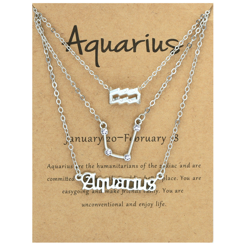 Constellations Suit Retro Alphabet Symbol Diamond Necklaces