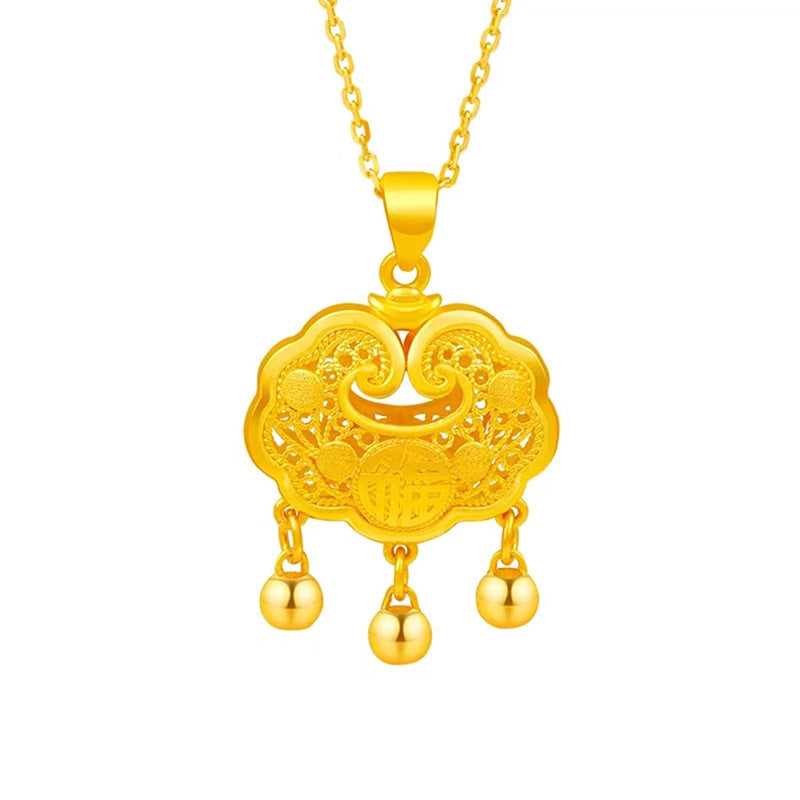 Jewelry Alluvial Gold Female Bell Bead Box Clavicle Pendants