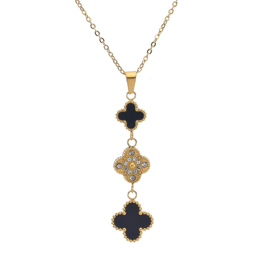 Clover Double-sided Female Temperament Titanium Steel Necklaces