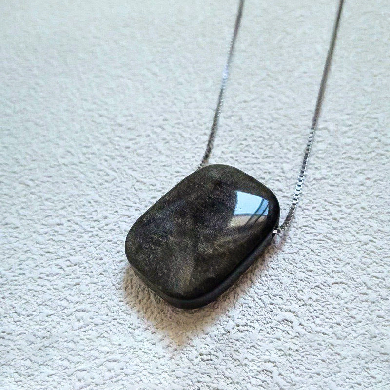 Retro Copper Chain Tigereye Obsidian Real Necklaces