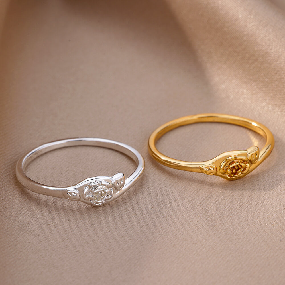 Women's & Men's Wind Simple Hollow Gold-plated Stainless Steel Rings