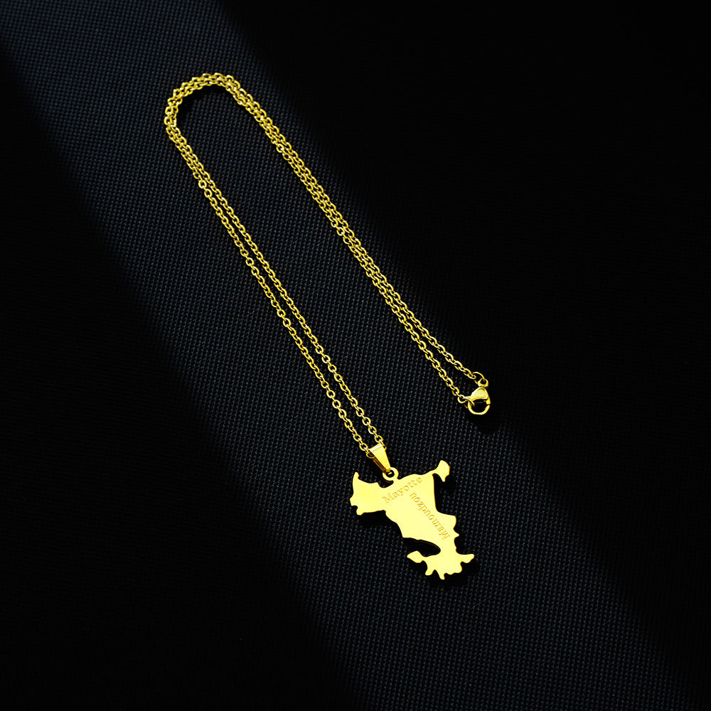 Women's Stainless Steel French Mayotte Map For Niche Design Necklaces