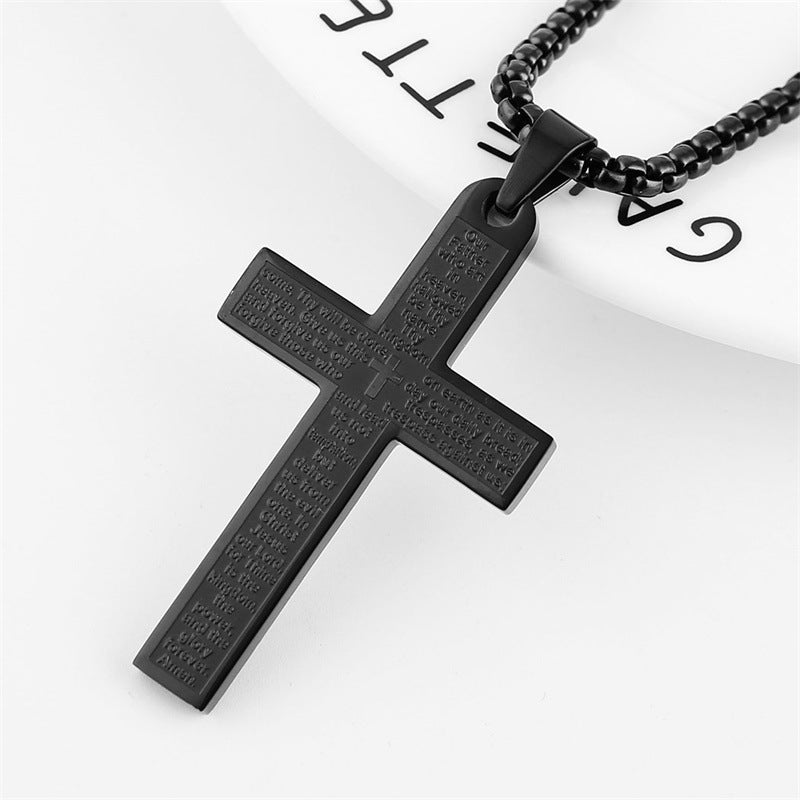 Ornament Stainless Steel Cross Shelf Scripture Necklaces