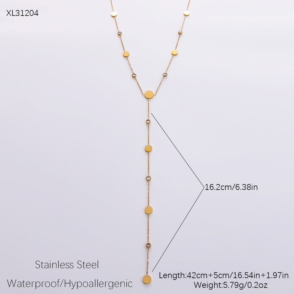 Women's Elegant Stainless Steel Gold-plated Diamond Jewelry Necklaces