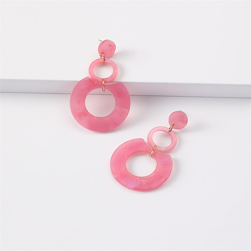 Women's Round Stitching Cellulose Acetate Sheet Texture Earrings