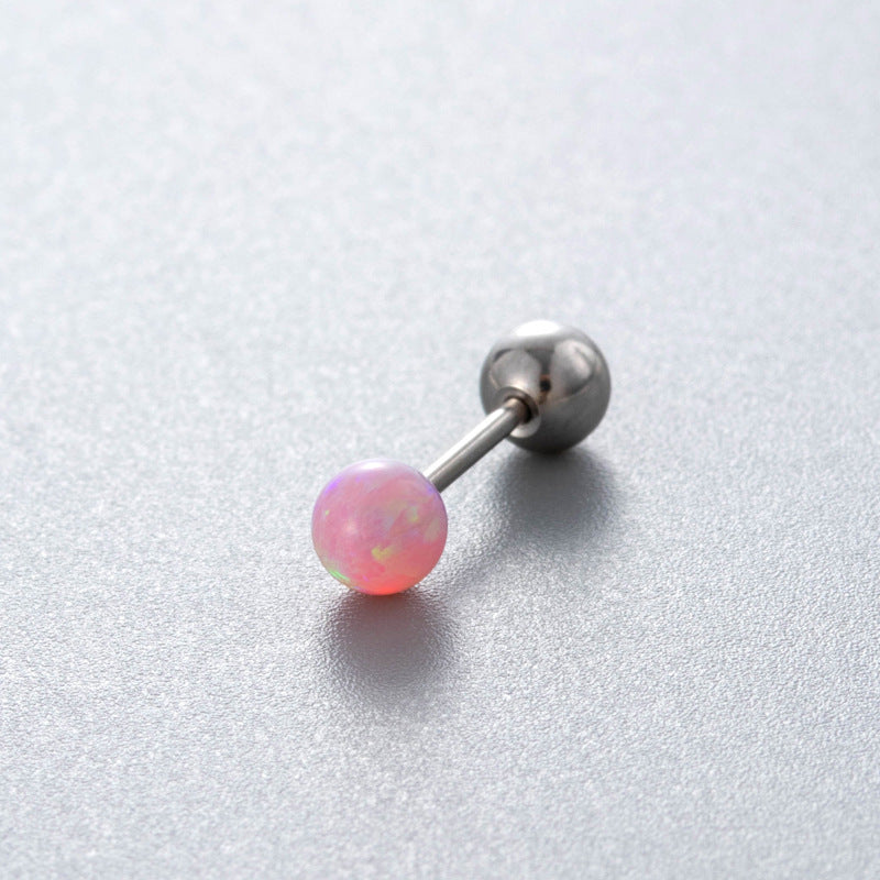 Henson Opal Titanium Steel Ear Bone Pin Double-headed Screw Earrings