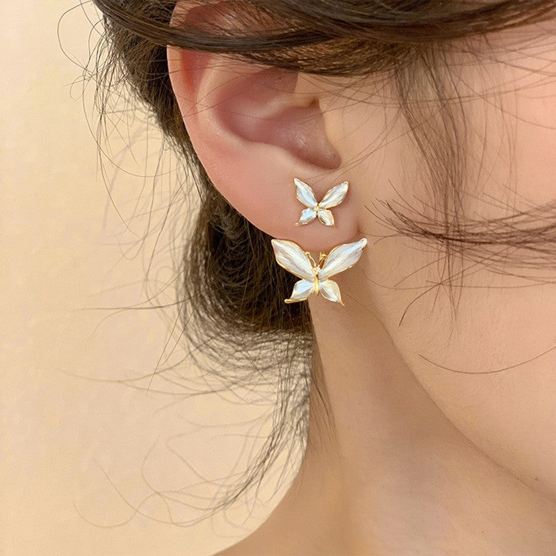 Women's Sier Needle Pearl Round Niche Elegant Earrings