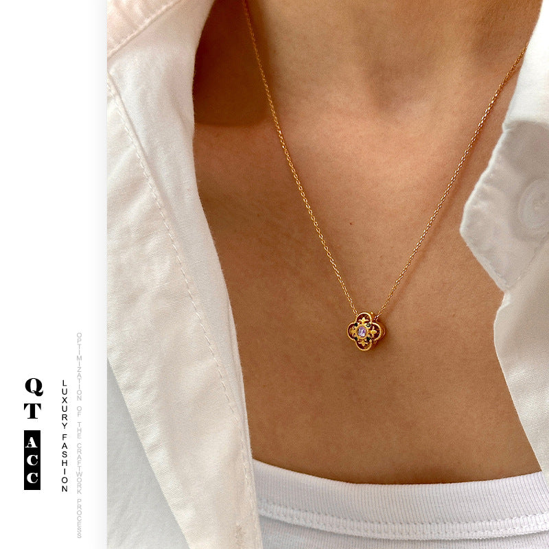 Women's Style Ancient Gold Sand Agate Moonstone Necklaces
