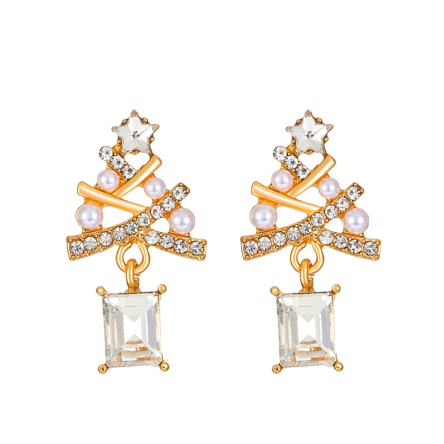 Women's Style Diamond Christmas Tree Exquisite Temperament Colorful Earrings