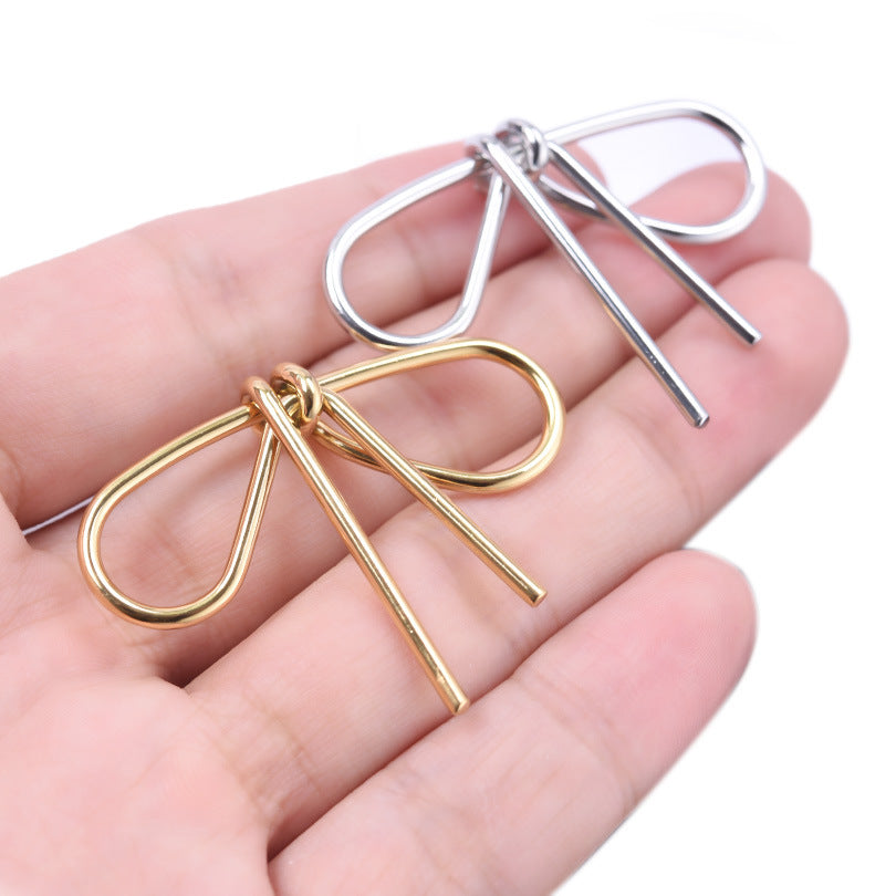 Steel Titanium No Fading Bow Gold Pendants