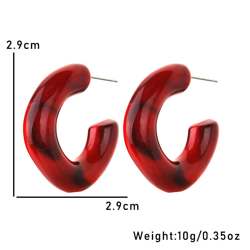 Women's Christmas For Vintage Wine Red Acrylic Earrings