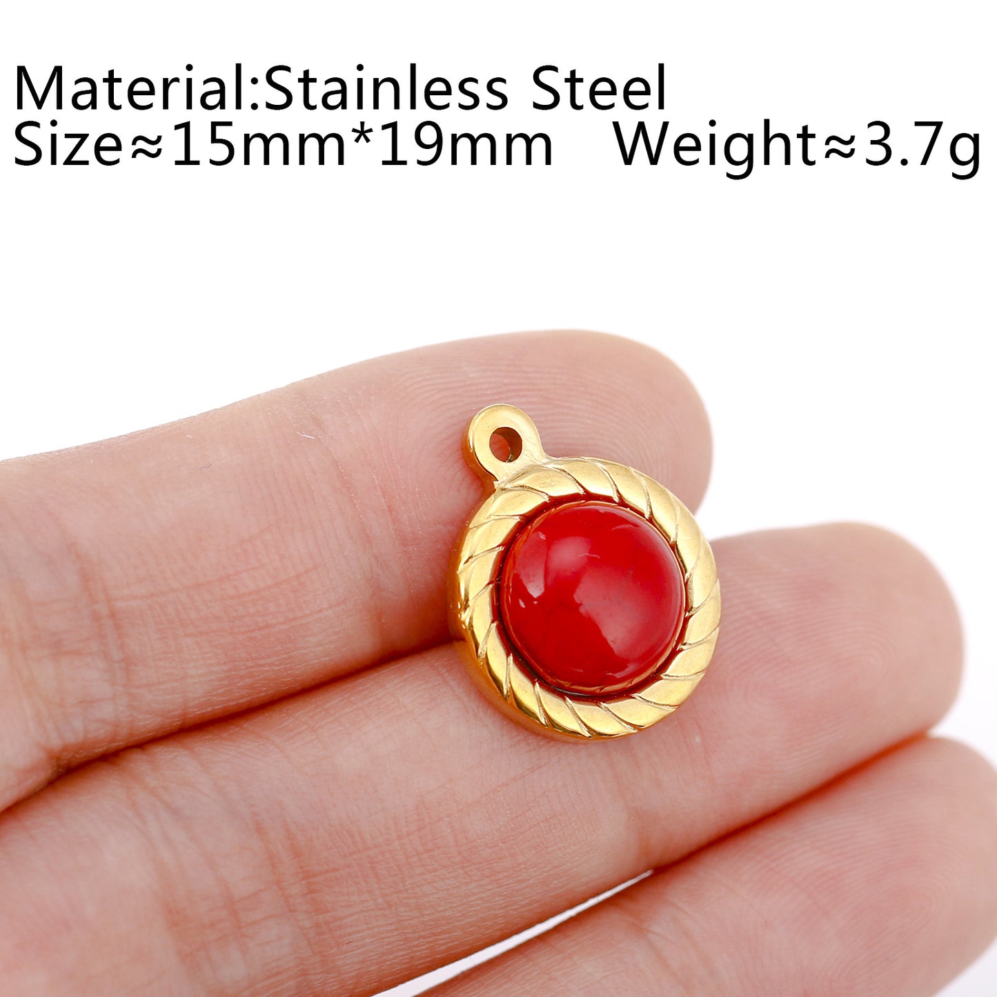 Steel Natural Stone Turquoise Gold-plated French Pendants