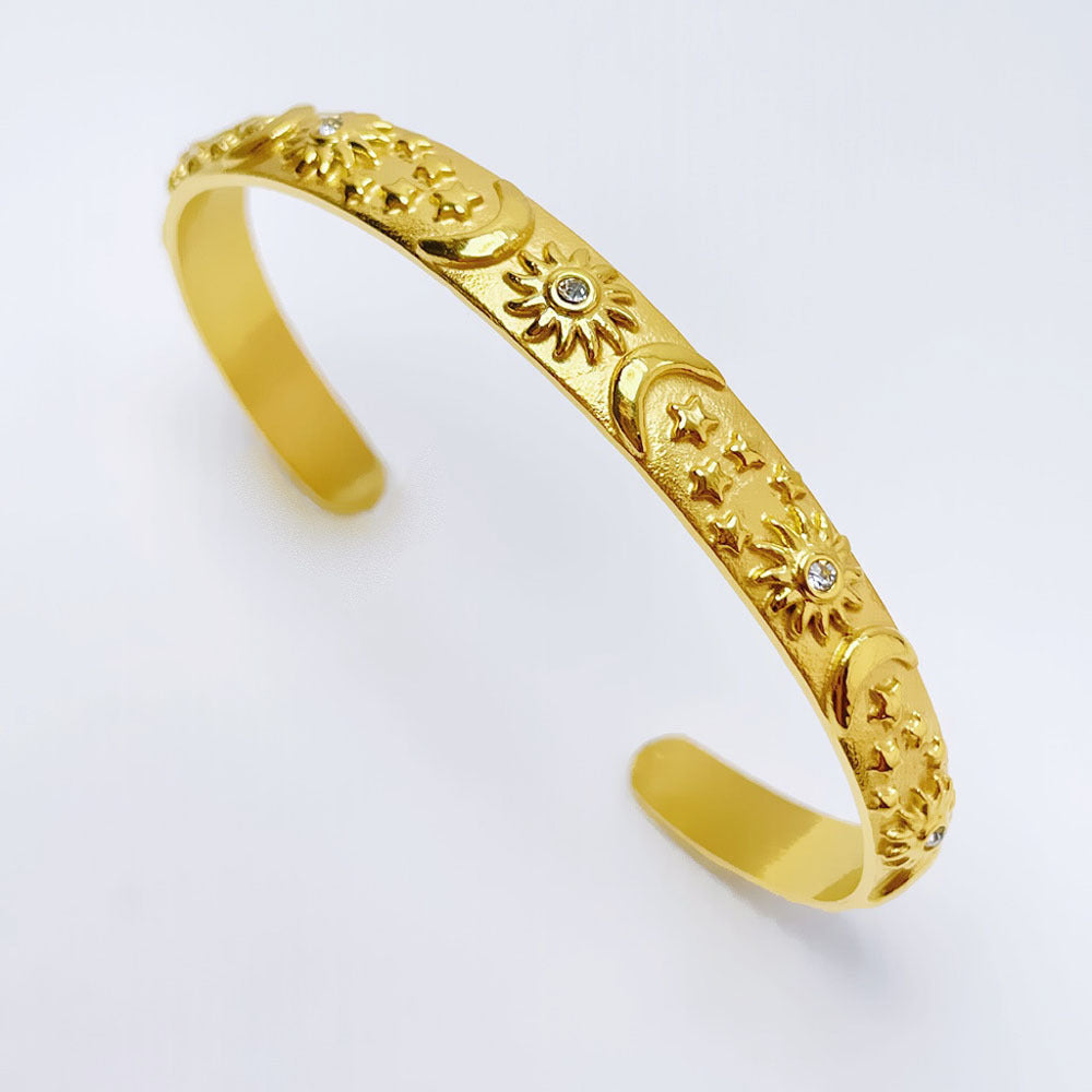 Design Embossed Sun Moon Graceful Fashionable Personality Rings