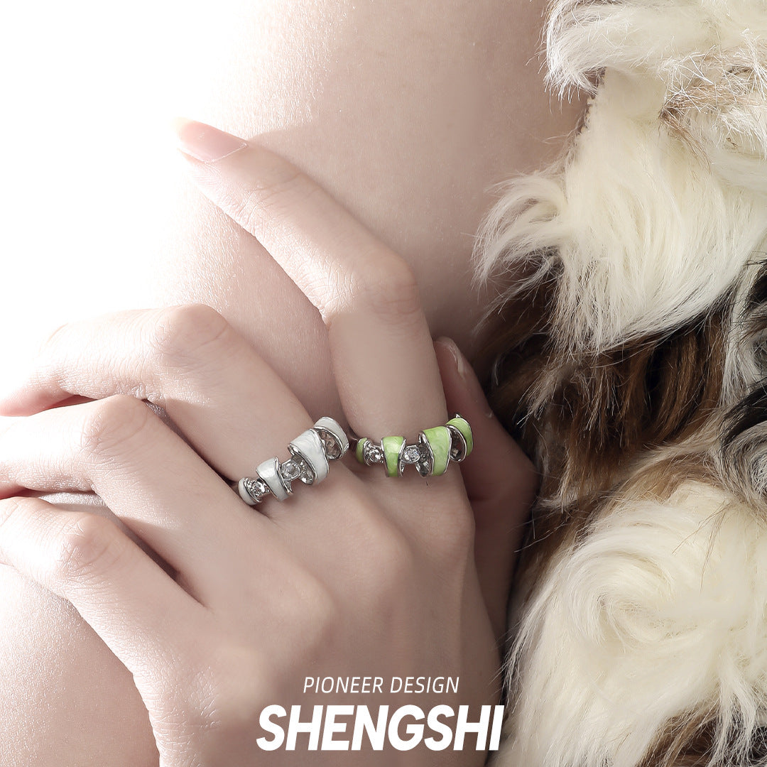 Enamel Female Niche High-grade Light Luxury Cold Rings