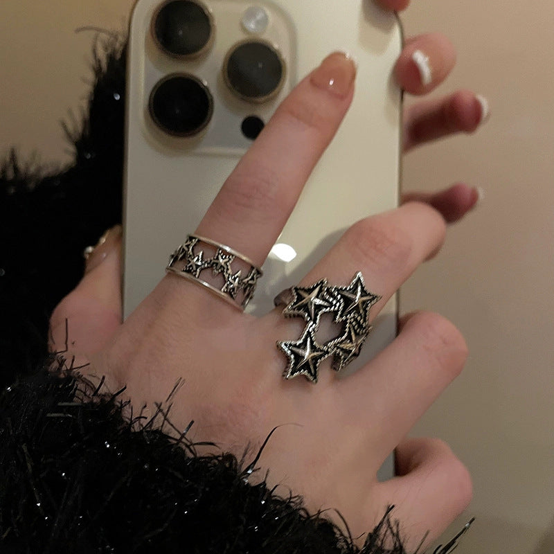 Women's Distressed Metal Open Retro Index Finger Niche Rings